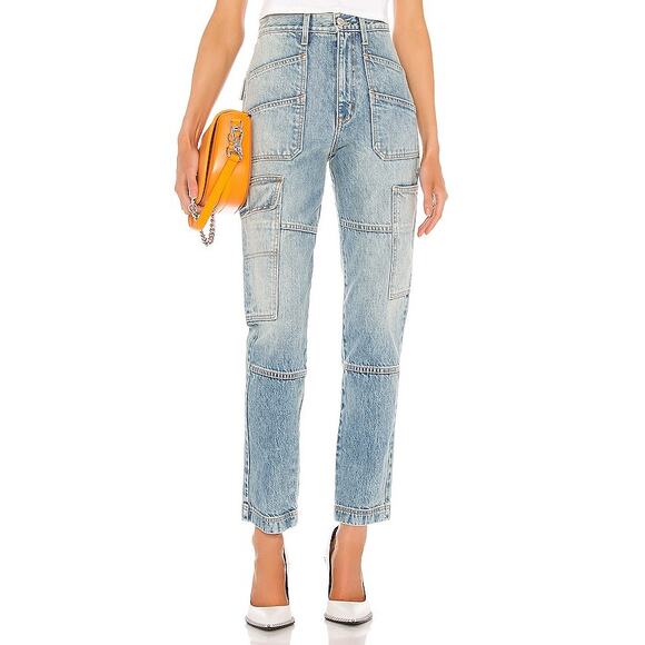 SLVRLAKE Savior Cargo High-Rise Straight Jeans Salt Flats Blue 24 NWOT - Picture 1 of 12